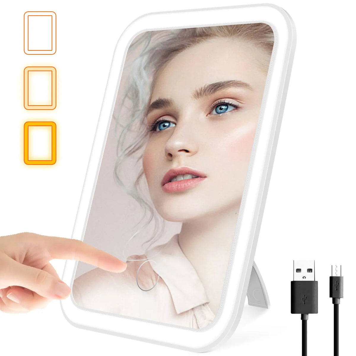 Miroir de voyage, un bouton tactile, USB