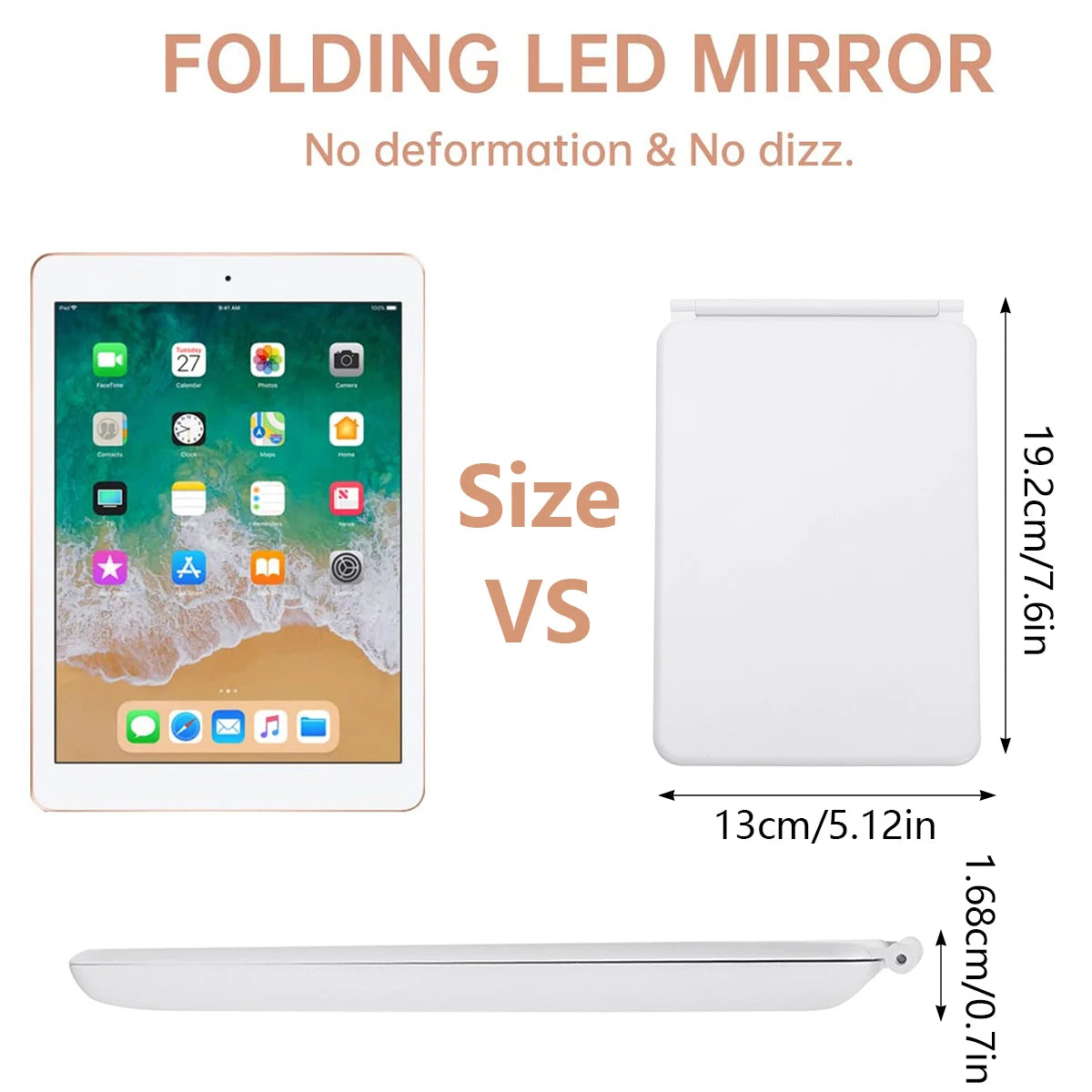 Miroir de voyage, dimensions