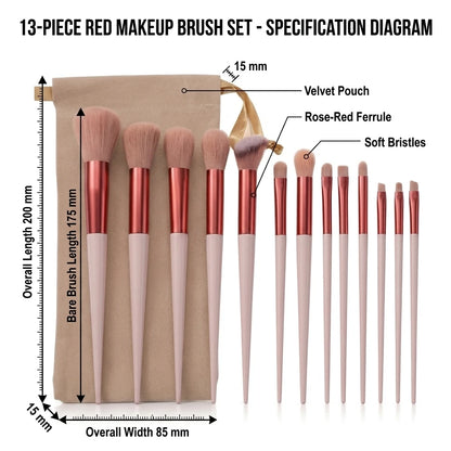 13 PCS Makeup Brushes Set Eye Shadow Foundation Women Cosmetic Brush Eyeshadow Blush Beauty Soft Make up Tools Bag