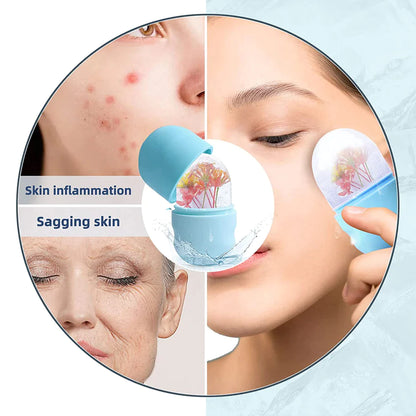 Ice Roller for Face Eyes and Neck Ice Cube Mold Beauty Skin Care Gua Sha Tools Brightens Skin Reusable Facial Treatment Tools