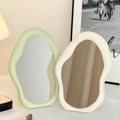 Miroir de maquillage, vert et creme