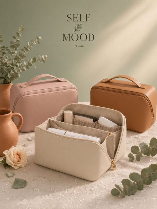 Trousse Self Mood — beige, rose et marron